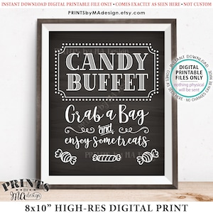 Candy Buffet Sign, Grab a Bag & Enjoy Some Treats Sign, Candy Bar, Birthday, Graduation, PRINTABLE 8x10” Chalkboard Style Candy Sign &lt;ID&gt;