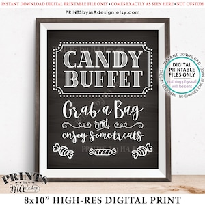 Candy Buffet Sign, Grab a Bag & Enjoy Some Treats Sign, Candy Bar, Birthday, Graduation, PRINTABLE 8x10” Chalkboard Style Candy Sign <ID>