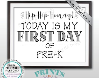 SALE! First Day of School Sign, First Day of Pre-K Sign, Back to School, Preschooler Sign, Preschool Sign, Black Text PRINTABLE 8.5x11" Sign