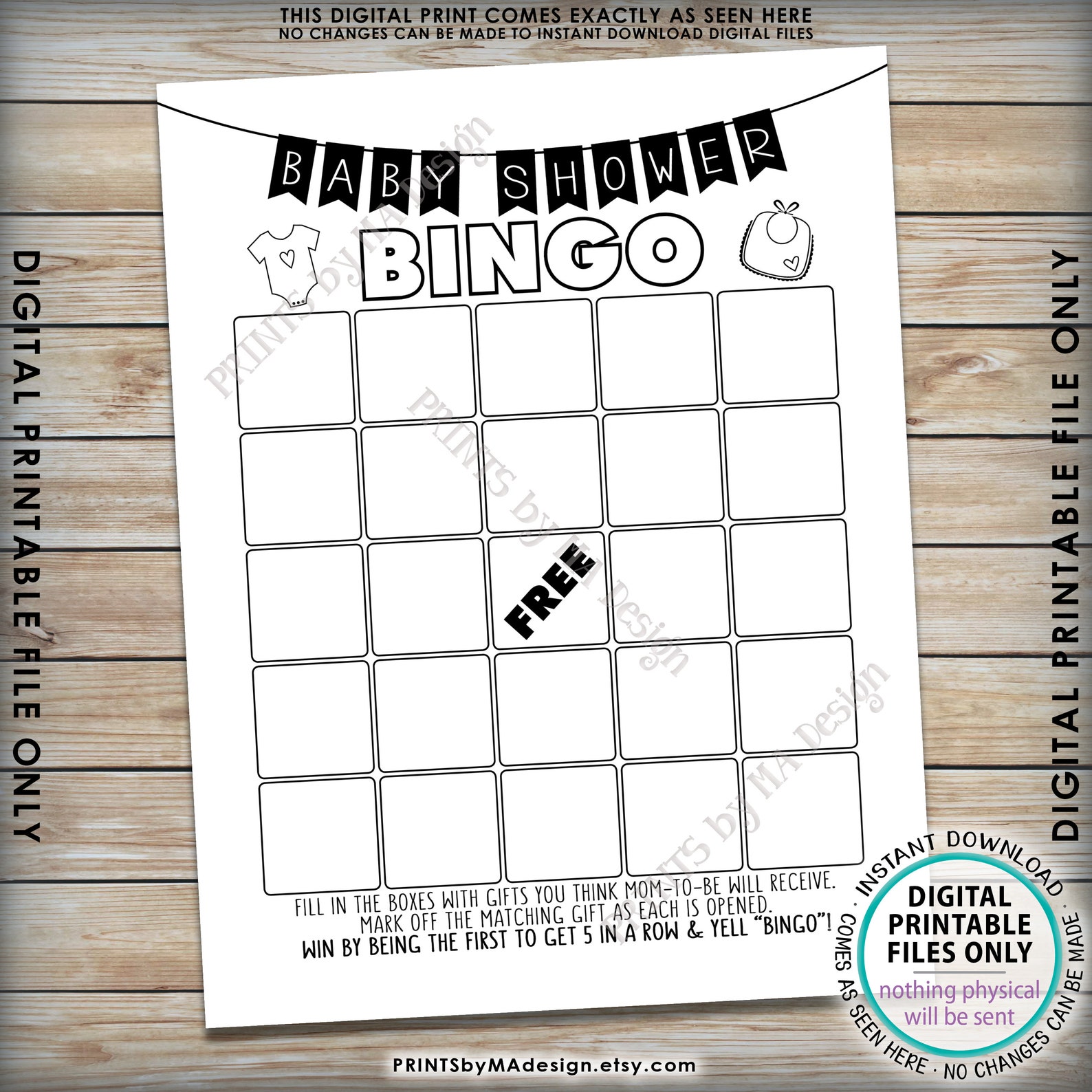 Baby Shower Bingo Cards Baby Shower Bingo Printable Blank | Etsy