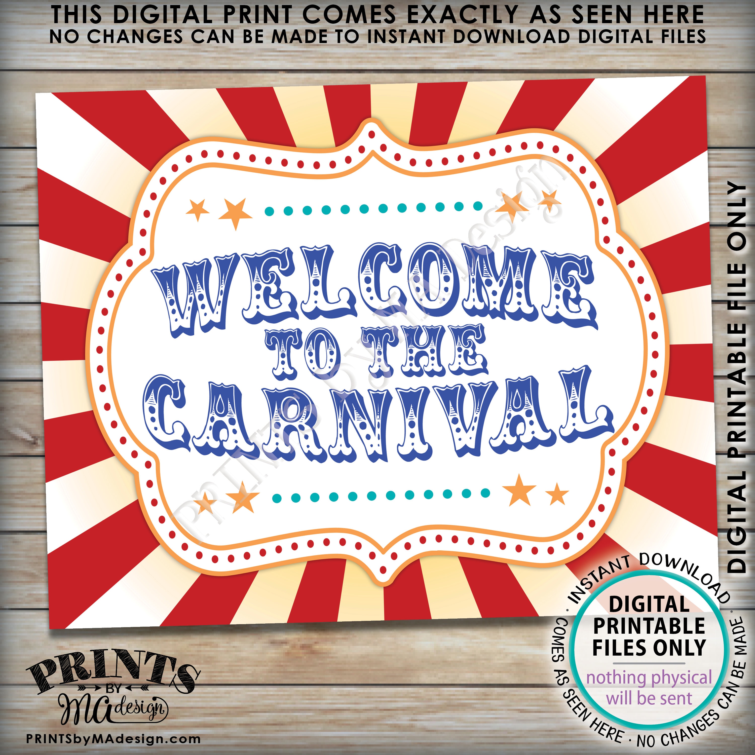 Welcome to the Carnival Sign, Carnival Birthday Party, PRINTABLE  8x10/16x20” Carnival Welcome Sign