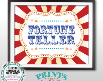 Fortune Teller Carnival Party Sign, Carnival Games, Circus Party Fortune Teller Circus Activities, Birthday, PRINTABLE 8x10/16x20” Sign <ID>