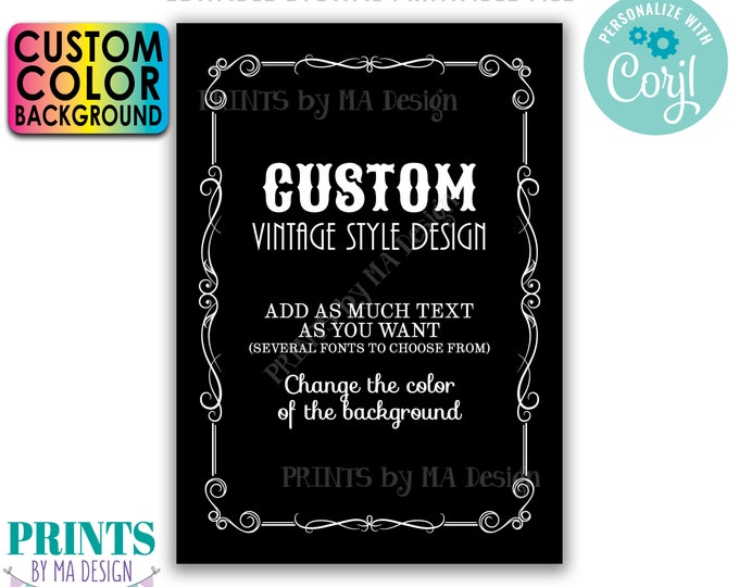 Custom Vintage Style Sign, Better with Age Liquor Themed Party, Color Background, One PRINTABLE 5x7” Sign <Edit Yourself with Corjl>