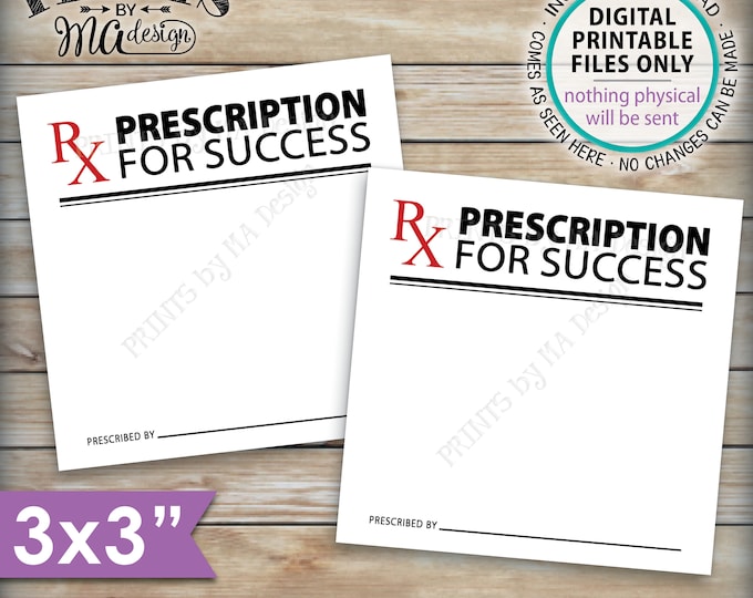 Please Leave Your Prescription for Success, Med School Advice, RX, Nurse Graduation Party, 3x3" Advice Cards on 8.5x11" PRINTABLE Sheet <ID>