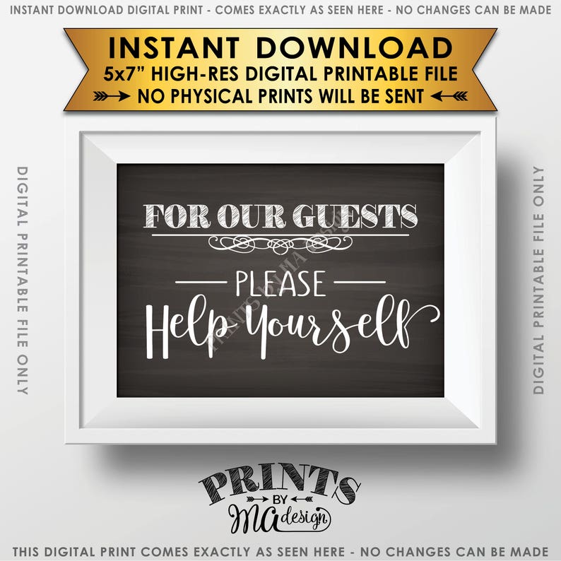 Restroom Sign, Bathroom Basket Sign, Please Help Yourself Sign, Bathroom Sign, Ladies Room, 5x7 Chalkboard Style Printable Instant Download image 1