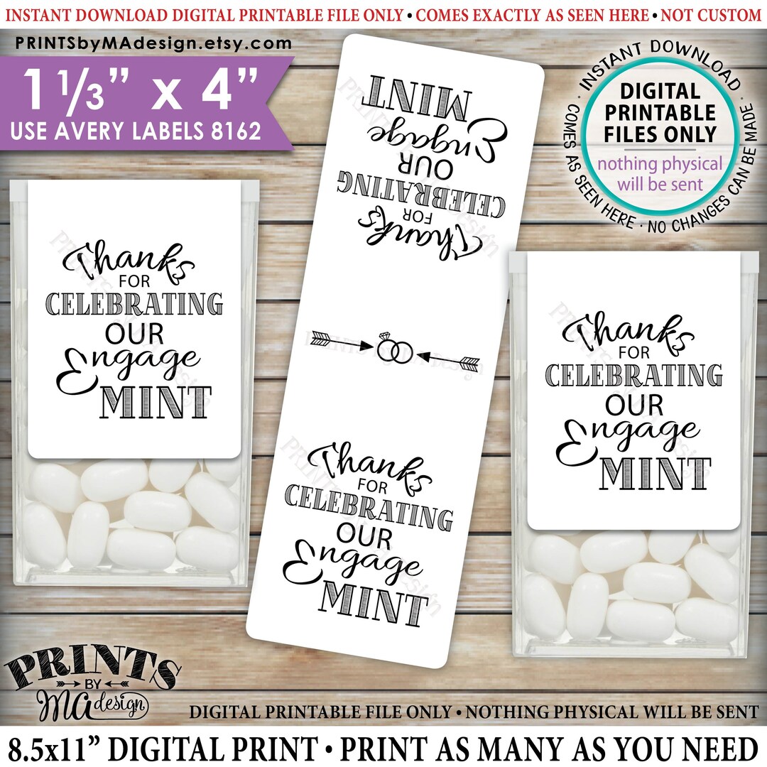 Engagement Tic Tac Labels, Engagemint, Engagement Party Candy, Tic Tacs