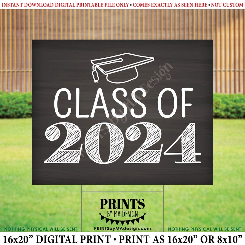 Class of 2024 Sign 2024 Graduation Party Sign 2024 High Etsy