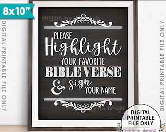 Highlight Your Favorite Bible Verse and Sign Your Name Wedding Sign, Sign our Bible Sign, Chalkboard Style PRINTABLE 8x10” Instant Download