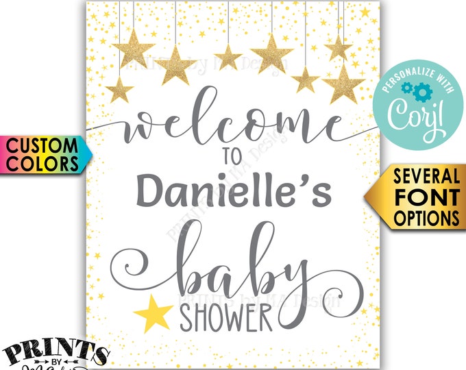 Stars Baby Shower Welcome Sign, Twinkle Twinkle Little Star Baby Shower Decor, PRINTABLE 8x10/16x20” Sign <Edit Yourself with Corjl>