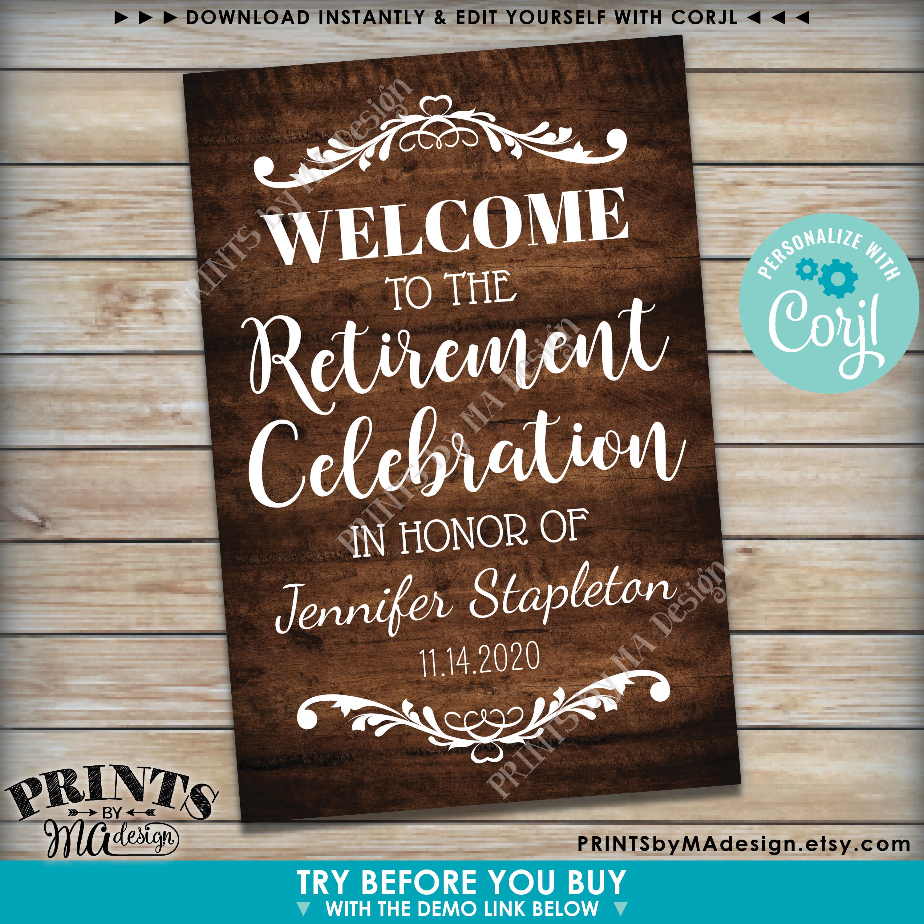 Retirement Party Sign, to the Retirement Celebration, Custom