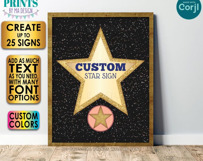 Hollywood Star Signs, Red Carpet Movie Star, Movie Night Idea, Glam VIP Party, 25 Custom PRINTABLE 8.5x11" Signs <Edit Yourself with Corjl>