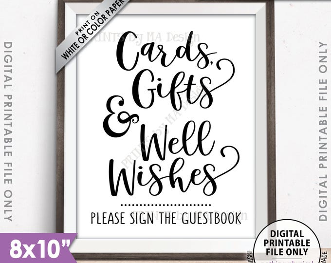 Cards Gifts and Well Wishes Sign the Guestbook Sign, Cards & Gifts, Wedding, Graduation, Birthday, 8x10” Printable Sign <Instant Download>