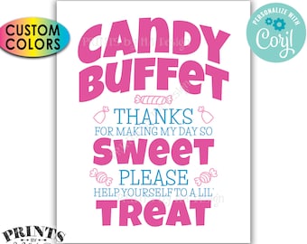 Candy Buffet Sign, Thanks For Making My Day So Sweet, Help Yourself to a Lil Treat, PRINTABLE 8x10/16x20" Sign <Edit Yourself with Corjl>