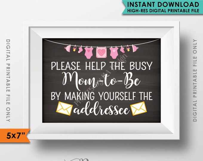 Baby Shower Address Envelope Sign, Help the Mom-to-Be, Address an envelope, It's a Girl Decorations, 5x7" Instant Download Digital Printable