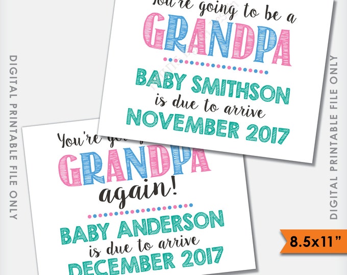 Going to be a Grandpa Pregnancy Announcement Sign, Grandpa Again, We're Pregnant, We're Pregnant/Expecting, PRINTABLE 8.5x11" Digital File