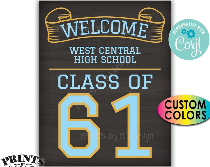 Class Reunion Welcome Sign, Class of Reunion Decor, Custom PRINTABLE 8x10/16x20” Chalkboard Style Sign <Edit Yourself with Corjl>