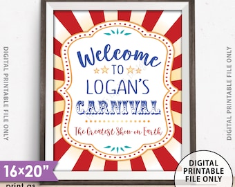 Carnival Welcome Sign, Welcome to the Carnival Theme Party Sign, Carnival Games, Circus Theme Party, PRINTABLE 8x10/16x20” Carnival Sign