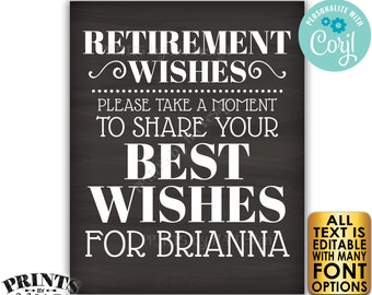 Retirement Party Sign, Please Leave Your Best Wishes for the Retiree, PRINTABLE 8x10/16x20” Chalkboard Style Sign <Edit Yourself with Corjl>