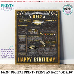 1947 Birthday Sign - Etsy