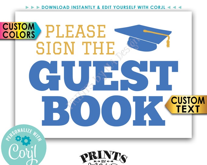 Graduation Party Sign, Please Sign my Guestbook, Guest Board, World Map, Bible, Etc, PRINTABLE 5x7” Sign <Edit Yourself with Corjl>