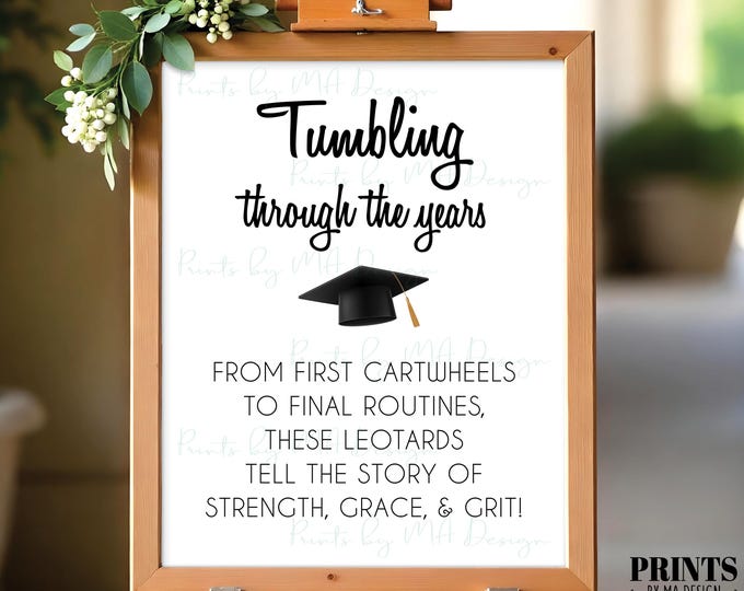 Gymnastics Leotards Sign, Display Gymnastics Outfits, Gymnast Graduate, Tumbling, PRINTABLE 8x10/16x20” Graduation Party Decoration <ID>