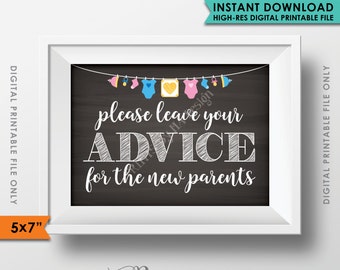 Advice for the New Parents, Leave Your Advice, Baby Tips, Baby Shower Sign, Baby Shower Decorations, 5x7" Instant Download Digital Printable