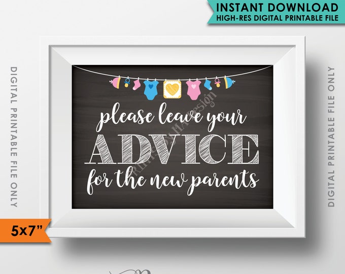 Advice for the New Parents, Leave Your Advice, Baby Tips, Baby Shower Sign, Baby Shower Decorations, 5x7" Instant Download Digital Printable