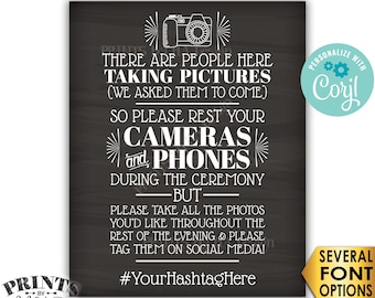 Unplugged Wedding Ceremony, We Hired Photographers & Asked Them to Come, PRINTABLE Chalkboard Style 16x20” Sign <Edit Yourself with Corjl>