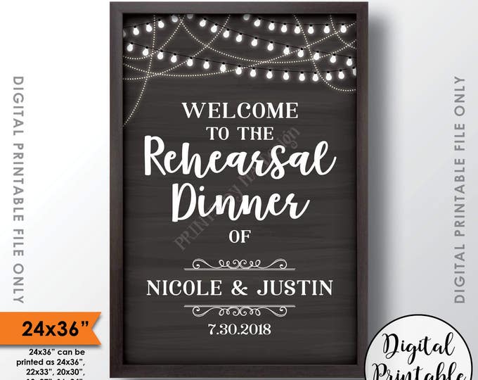 Rehearsal Dinner Sign, Welcome to the Rehearsal Dinner Entrance Sign, PRINTABLE 24x36” Chalkboard Style Wedding Rehearsal Decoration