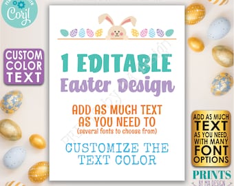 Editable Easter Sign, Letter from Easter Bunny, Eggs, Choose Your Text, One Custom PRINTABLE 8.5x11” Portrait Sign <Edit Yourself w/Corjl>