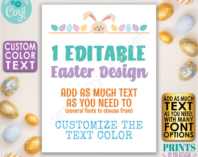 Editable Easter Sign, Letter from Easter Bunny, Eggs, Choose Your Text, One Custom PRINTABLE 8.5x11” Portrait Sign <Edit Yourself w/Corjl>