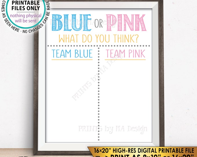 Gender Reveal Party Voting Sign, Vote for Blue or Pink What Do You Think, Gender Reveal Vote, PRINTABLE 8x10/16x20” Scoreboard Sign <ID>