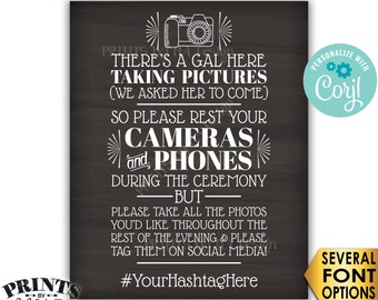 Unplugged Wedding Ceremony, We Hired a Photographer & Asked Her to Come, PRINTABLE Chalkboard Style 16x20” Sign <Edit Yourself with Corjl>