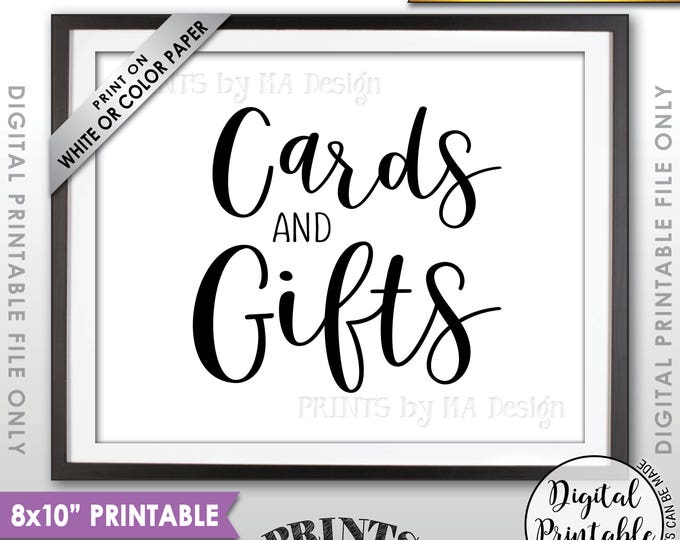 Cards and Gifts Sign, Cards & Gifts Sign, Wedding Gift Table Sign, Birthday Party Decor, Black Text 8x10” Printable Instant Download Sign