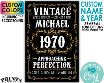 Vintage Birthday Sign, Only Getting Better with Age, PRINTABLE 24x36" Editable Template, Whiskey Themed Bday Poster <Edit Yourself w/Corjl>