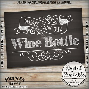 Please Sign Our Wine Bottle Sign, Guestbook Alternative, Wedding Reception, Anniversary ...