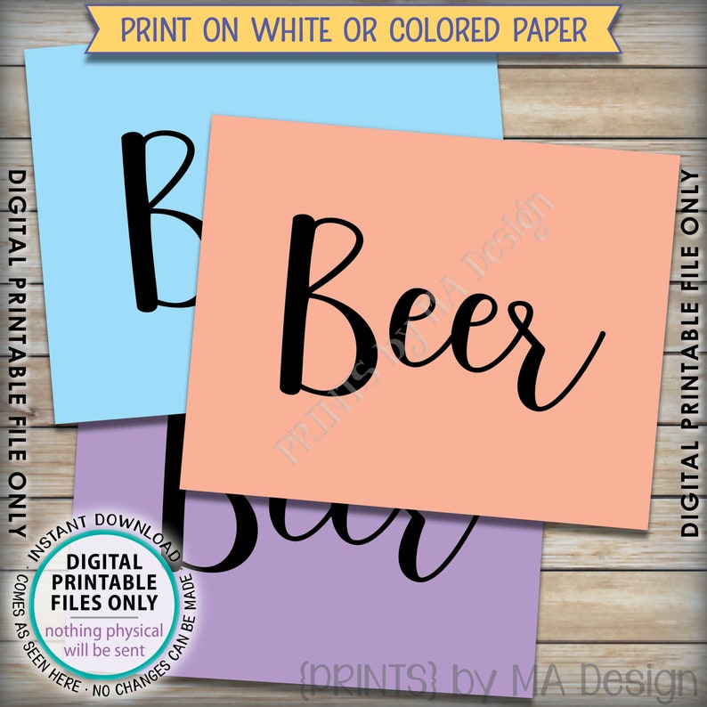 Beer Sign, Beverage Station, Drinks Sign, Wedding Bar Display, Birthday Party, Anniversary Celebration, PRINTABLE 8x10 Beer Sign ID image 3