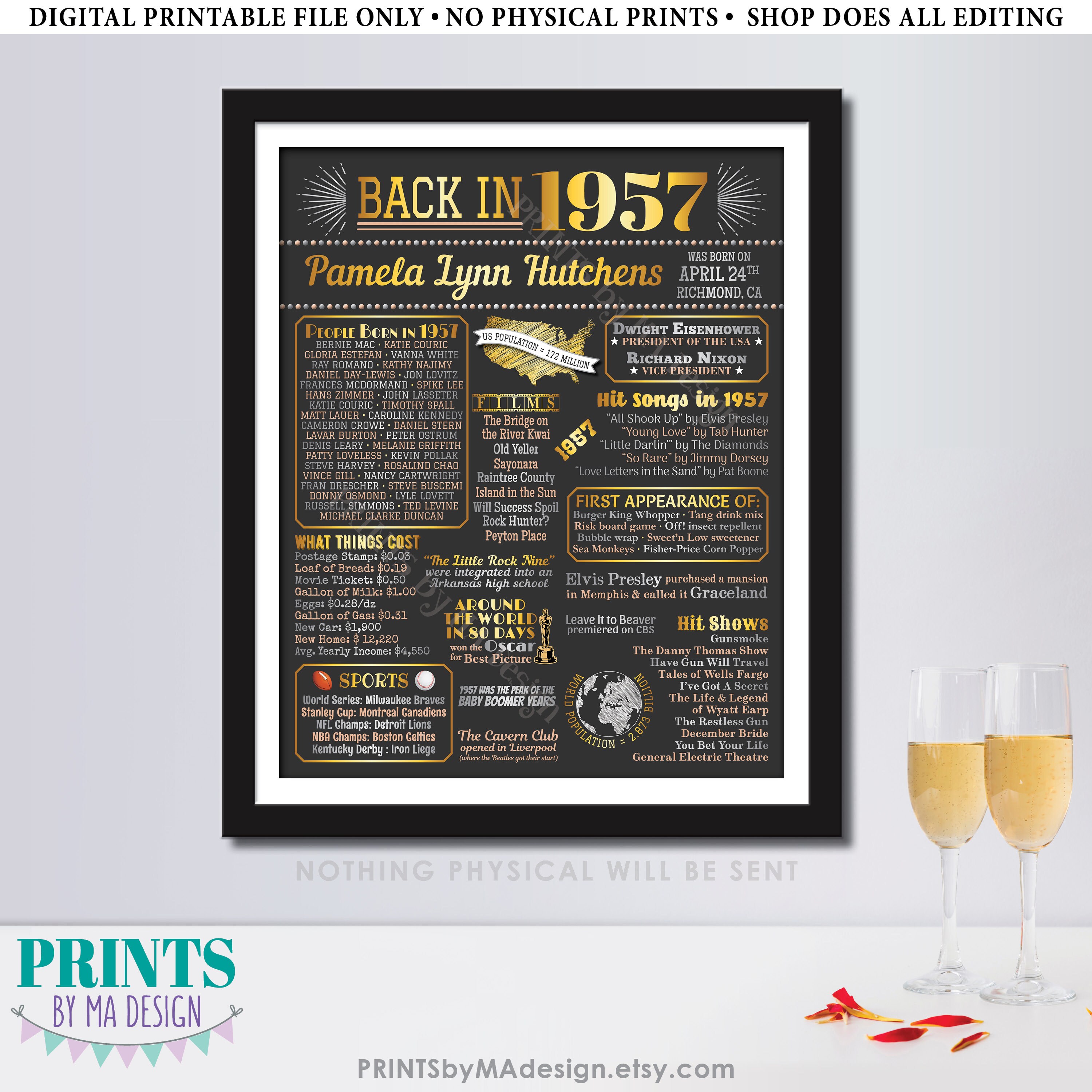 Back in 1957 Birthday Poster Board, Flashback to 1957 Birthday ...
