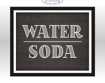 Water & Soda Sign, Please Help Yourself to the Beverage Station, PRINTABLE 8x10” Chalkboard Style Drinks Sign <ID>