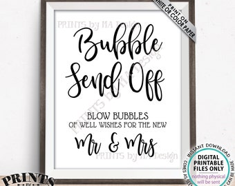 Bubble Send Off Sign, Blow Bubbles of Well Wishes for the New Mr & Mrs, PRINTABLE 8x10/16x20” Wedding Send Off Sign <ID>