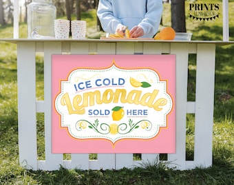 SALE! Lemonade Stand Sign, Ice Cold Lemonade Sold Here, DIY Kids Lemonade Stand Yard Sign, Digital Printable 8x10/16x20” Sign <ID>