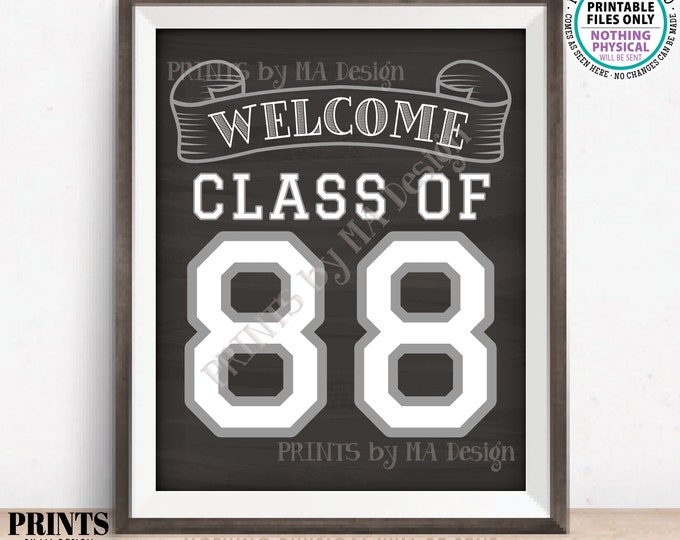 Class of 88 Sign, Welcome Class of 1988 Welcome Sign, Reunion Decorations, Chalkboard Style PRINTABLE 8x10/16x20” Class Reunion Sign <ID>