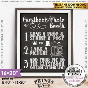 Guestbook Photobooth Sign Add photo to the Guest Book Sign Photo Booth Wedding Sign, PRINTABLE 8x10/16x20” Chalkboard Style Photo Sign <ID>