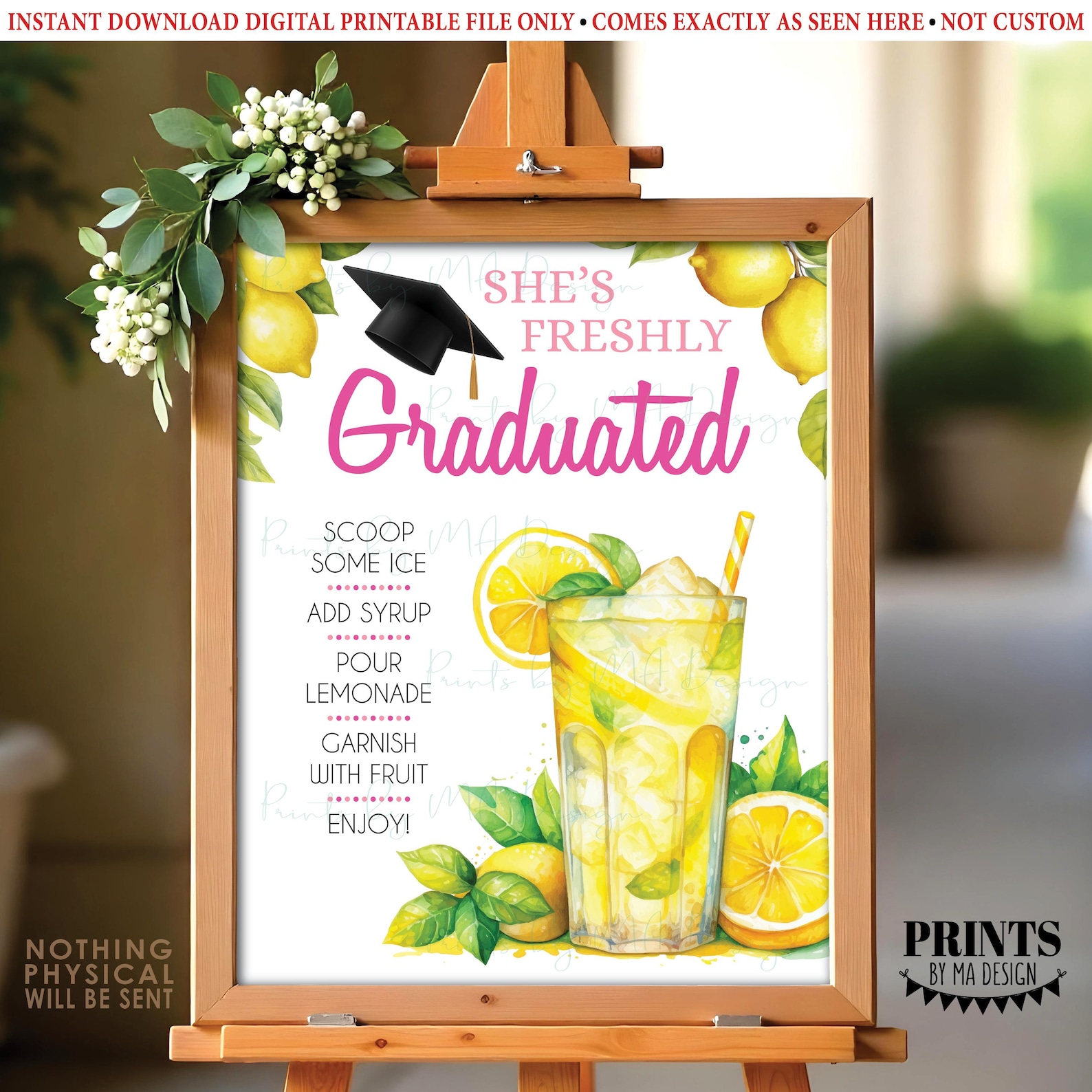 Graduation Party Lemonade Sign, She's Freshly Graduated, Lemon Grad ...