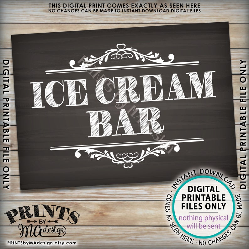 Ice Cream Bar Sign Make Your Own Ice Cream Sundae Bar Frozen Etsy