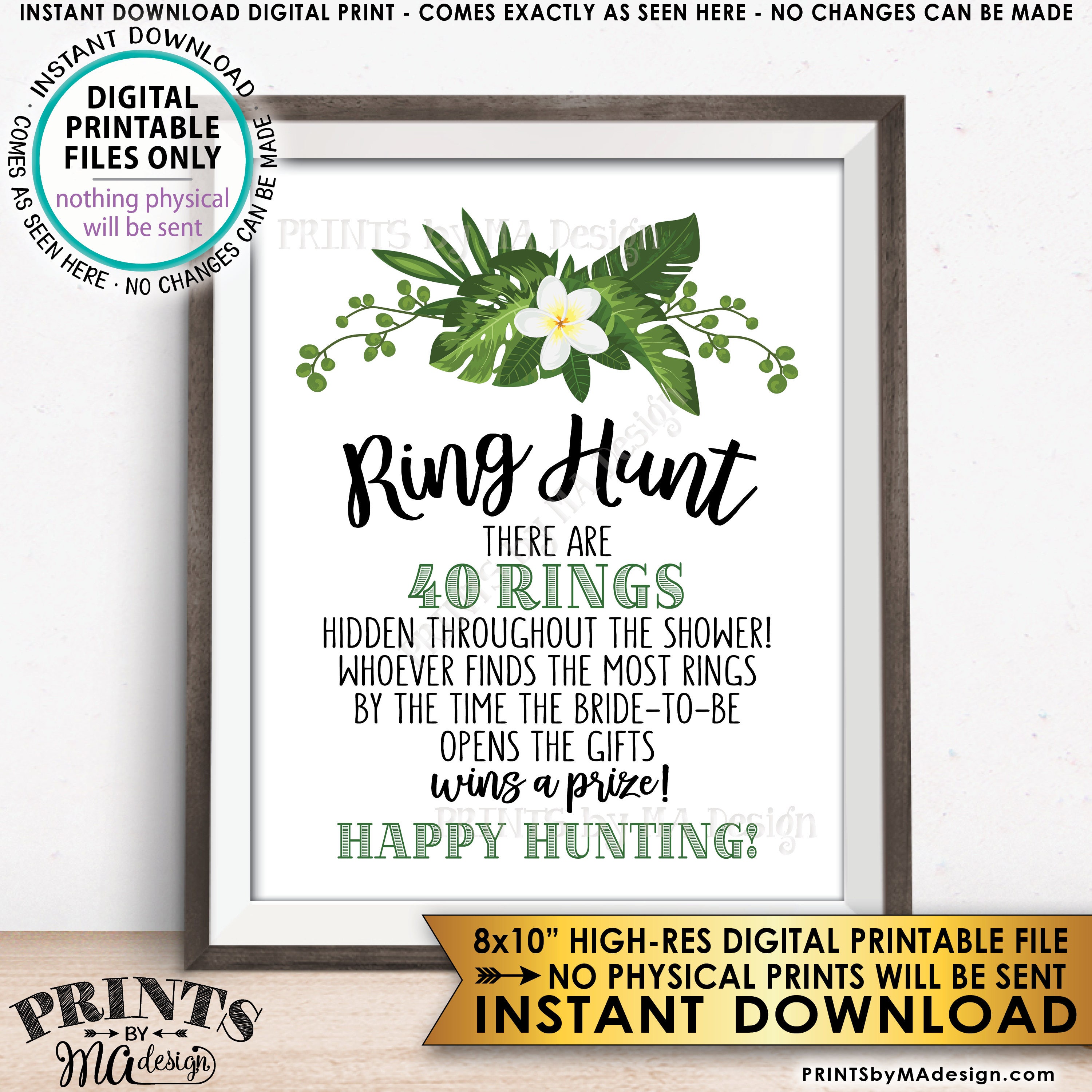 Ring Hunt Game for 40 RINGS Bridal Shower Game Ring Scavenger Hunt for 40 Rings, Caribbean