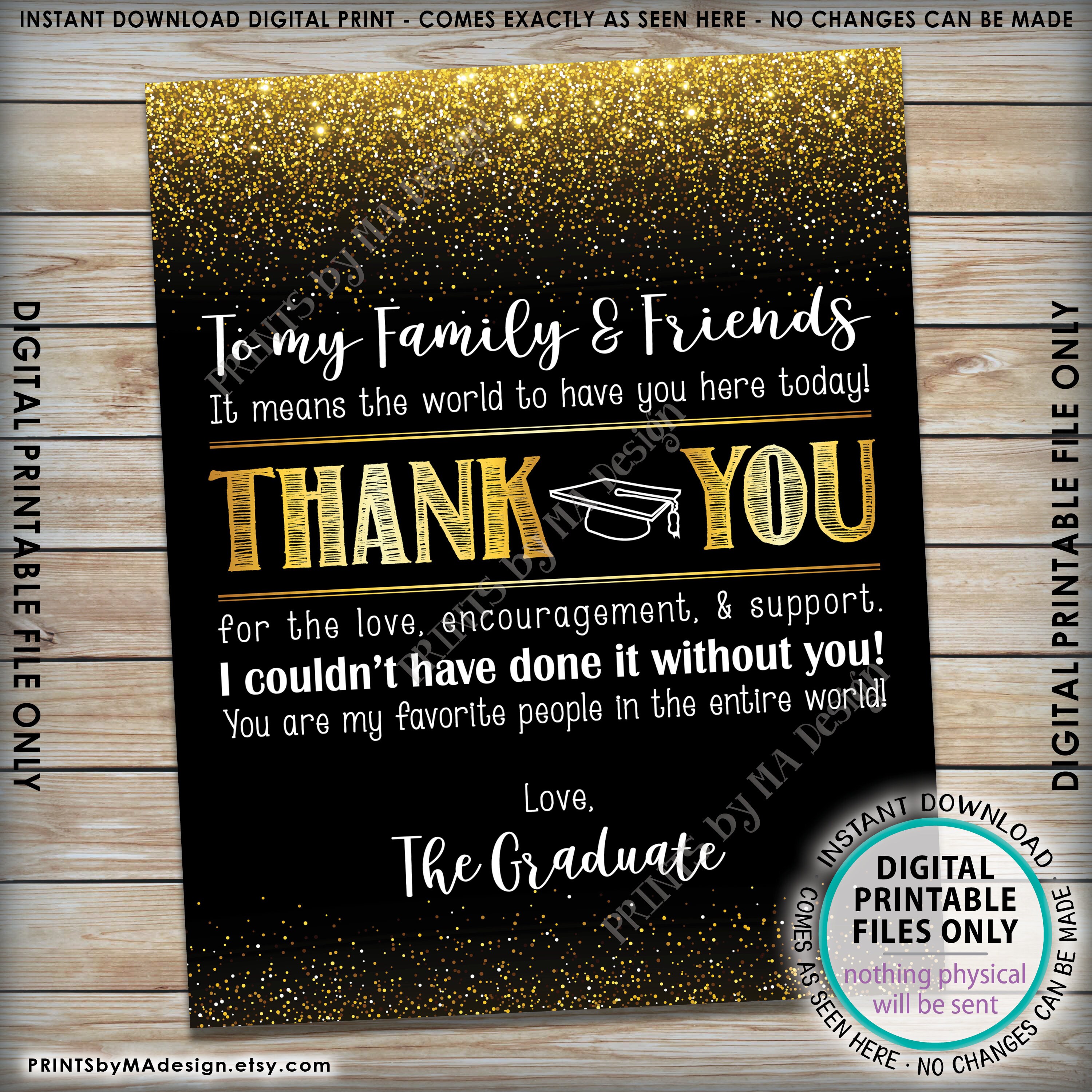 Graduation Thank You Sign Thanks From The Graduate Graduation Party 