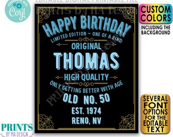 Editable Birthday Sign, Only Getting Better with Age, PRINTABLE 16x20" Template, Whiskey Themed Bday Poster <Edit Yourself w/Corjl>