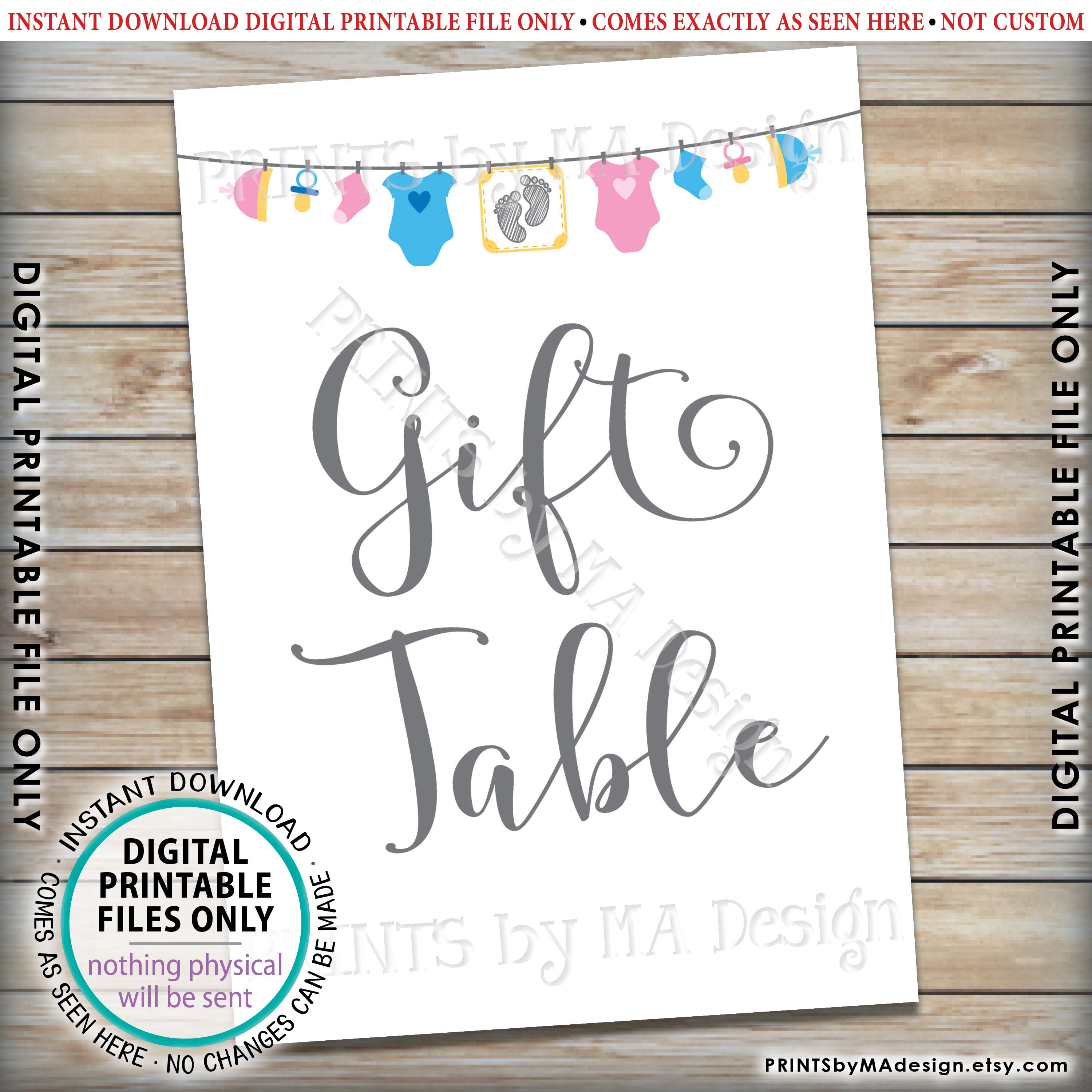 Baby Shower Gift Table Sign Baby Shower Gifts Pink Or Blue Gender