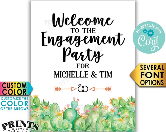 Cactus Engagement Party Sign, Welcome to the Engagement Party Decoration, Southwest, PRINTABLE 8x10/16x20” Sign <Edit Yourself with Corjl>